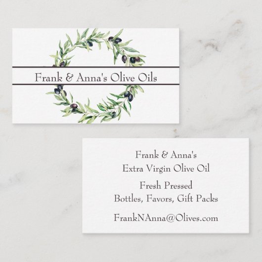 Botanische Paarse Olijfkrans Olijfolie Visitekaartje (Voorkant / Achterkant)