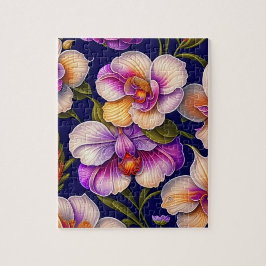 Botanische Paarse orchideeën Legpuzzel (Verticaal)