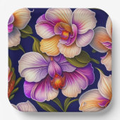 Botanische Paarse orchideeën Papieren Bordje (Voorkant)