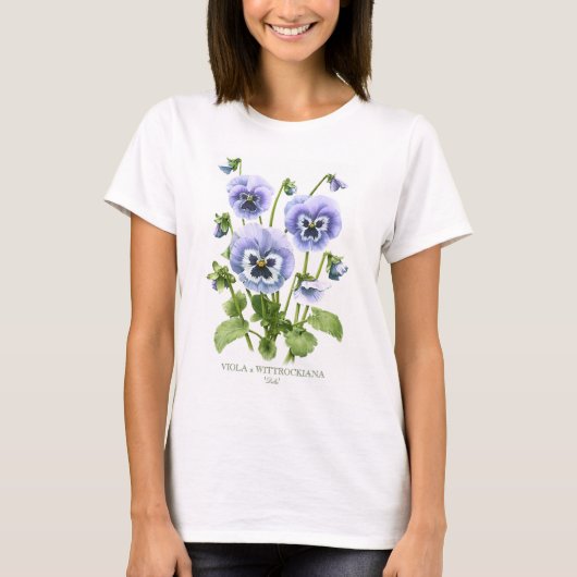 Botanische Paarse Pansies T-shirt (Voorkant)