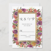 Botanische paarse sinaasappel roze gouden bloemen kaart (Voorkant)