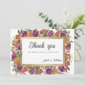 Botanische paarse sinaasappel roze gouden bloemen  kaart (Staand voorkant)