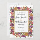 Botanische paarse sinaasappel roze gouden bloemenb kaart (Voorkant)