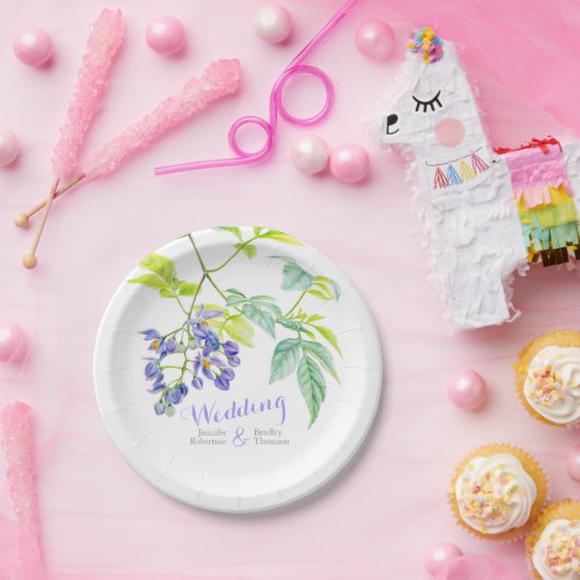 Botanische paarse trouwpapieren borden papieren bordje (Feest)