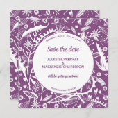 Botanische Paarse vulling Sla de datum op Kaart (Voorkant / Achterkant)