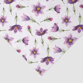 Botanische Paarse Waterverf Bloemen Patroon Tissuepapier (Detail)