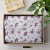 Botanische Paarse Waterverf Bloemen Patroon Tissuepapier (Geschenk)