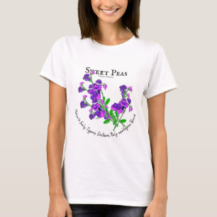 Botanische Paarse Zoete Erwten Tekst T-shirt