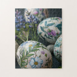 Botanische paaseieren sluiten legpuzzel