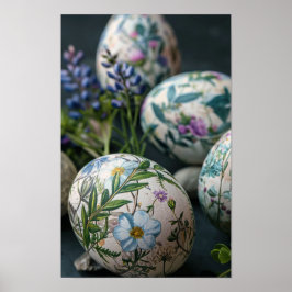 Botanische paaseieren sluiten poster