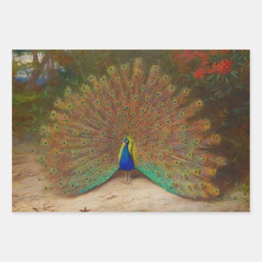  botanische pacocks Peafowl Inpakpapier Vel (Voorkant 2)