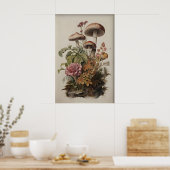 Botanische Paddenstoel Print, Boho Mos Varen Poster (Keuken)