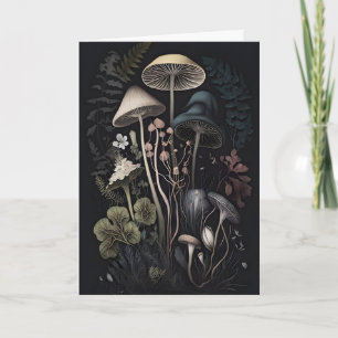 Botanische Paddenstoelen Donkere Cottagecore Print Kaart