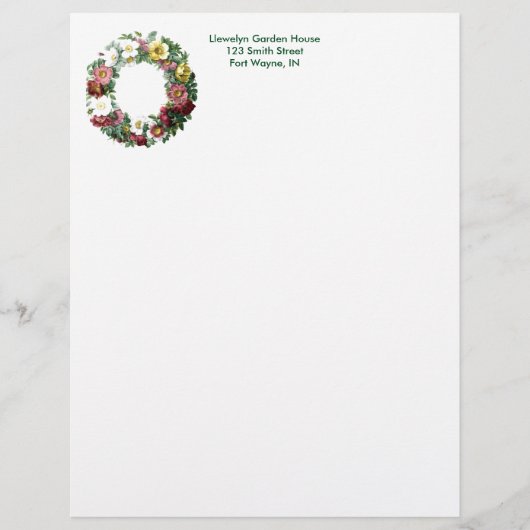  botanische pagina - Floral Wreate Custom Briefhoofd (Voorkant)