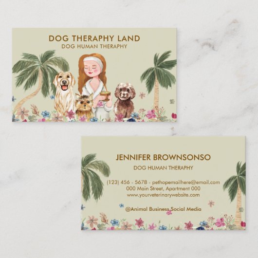 Botanische Palm Boho DOG HUMANE THERAPIE Visitekaartje (Voorkant / Achterkant)