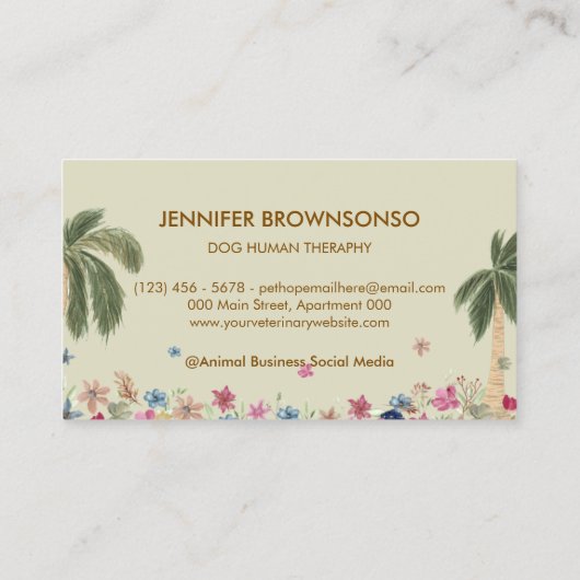 Botanische Palm Boho DOG HUMANE THERAPIE Visitekaartje (Achterkant)