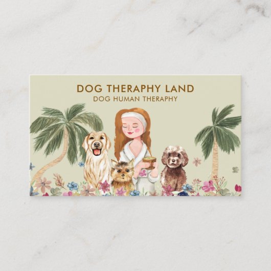 Botanische Palm Boho HOND MENS THERAPIE Visitekaartje (Voorkant)