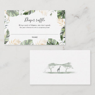 Botanische Palm Jungle Baby Shower Luier Raffle Informatiekaartje