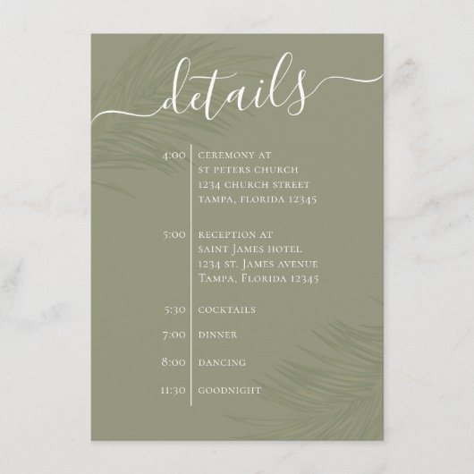 Botanische palm laat details van de QR-code van de Informatiekaartje (Voorkant)