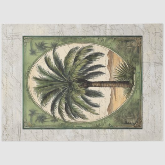 Botanische palmboom  Ephemera 5 Decoupage Tissuepapier (Voorkant)