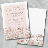 Botanische Pampas Bloemen Blush Roze Boho Huwelijk Kaart