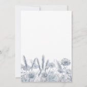 Botanische Pampas Bloemstof Stofblauw Trouwen Kaart (Achterkant)