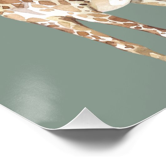 Botanische pampas gras giraffe safari sage groen t perfect poster (Hoek)