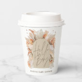 Botanische pampas gras moderne rustige terracotta  papieren bekers (Achterkant)