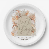 Botanische pampas gras moderne rustige terracotta papieren bordje (Voorkant)