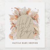 Botanische pampas gras moderne rustige terracotta wijn etiket (Enkel label)