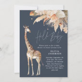 Botanische pampas grasgiraffe safari blauw kaart (Voorkant)