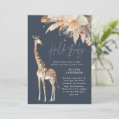 Botanische pampas grasgiraffe safari blauw kaart (Staand voorkant)