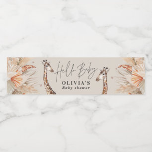 Botanische pampas grasgiraffe safari blauw waterfles etiket