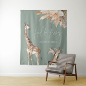 Botanische pampas grasgiraffe safari groene wandkleed (In situ)