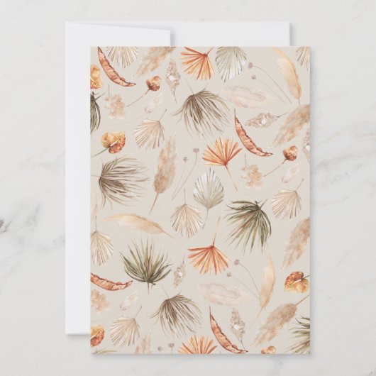 Botanische pampas grasgiraffe vrijgezellenfeest in kaart (Achterkant)