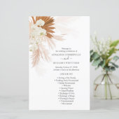 Botanische Pampas Grass Terracotta Wedding Program (Staand voorkant)