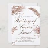 Botanische Pampas Hand Drawn Wedding Kraft Kaart (Voorkant)