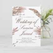 Botanische Pampas Hand Drawn Wedding Kraft Kaart (Staand voorkant)