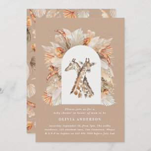 Botanische pampas moderne giraffe safari chic kaart