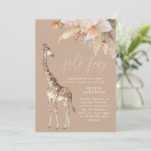Botanische pampas moderne giraffe safari chic kaart (Staand voorkant)