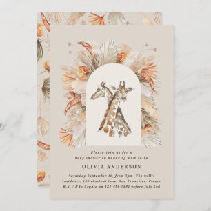 Botanische pampas moderne giraffe safari chic kaart