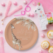 Botanische pampas moderne giraffe safari chic papieren bordje (Feest)