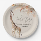Botanische pampas moderne giraffe safari chic papieren bordje (Voorkant)