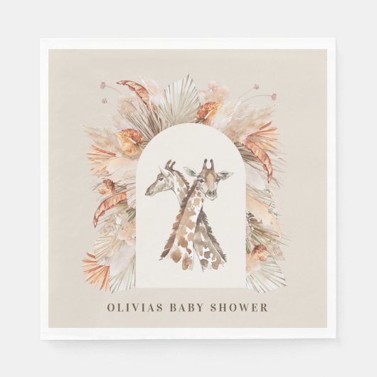 Botanische pampas moderne giraffe safari chic servet (Voorkant)