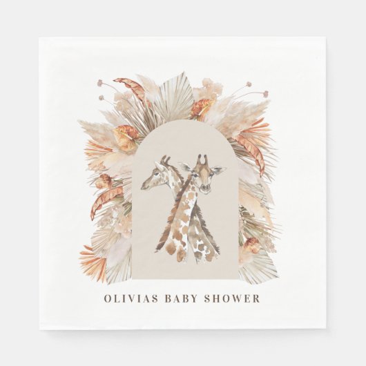 Botanische pampas moderne giraffe safari chic servet (Voorkant)