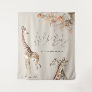 Botanische pampas moderne giraffe safari chic wandkleed