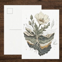 Botanische Papaver Bloem Cottagecore Kunst