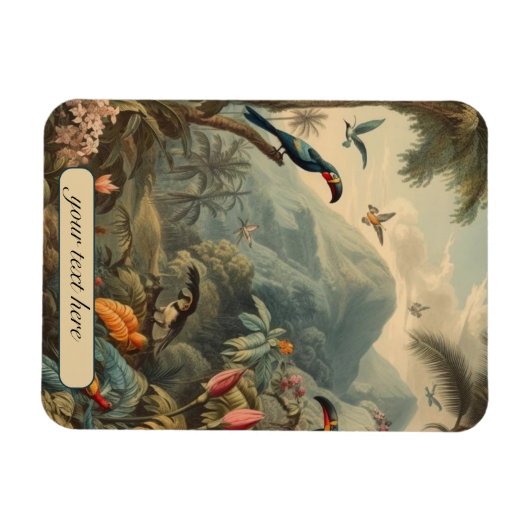  botanische papegaaien, aanpasbaar magneet (Horizontaal)