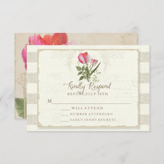 botanische papegaaikunst met RSVP-respons RSVP Kaartje (Voorkant / Achterkant)