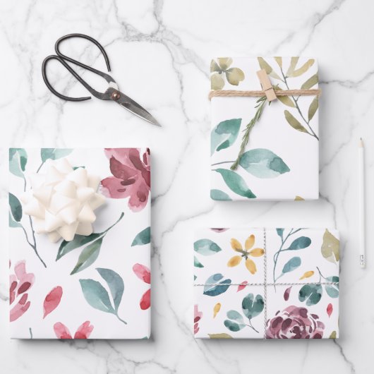 Botanische papierset voor waterverf inpakpapier vel (Voorkant)